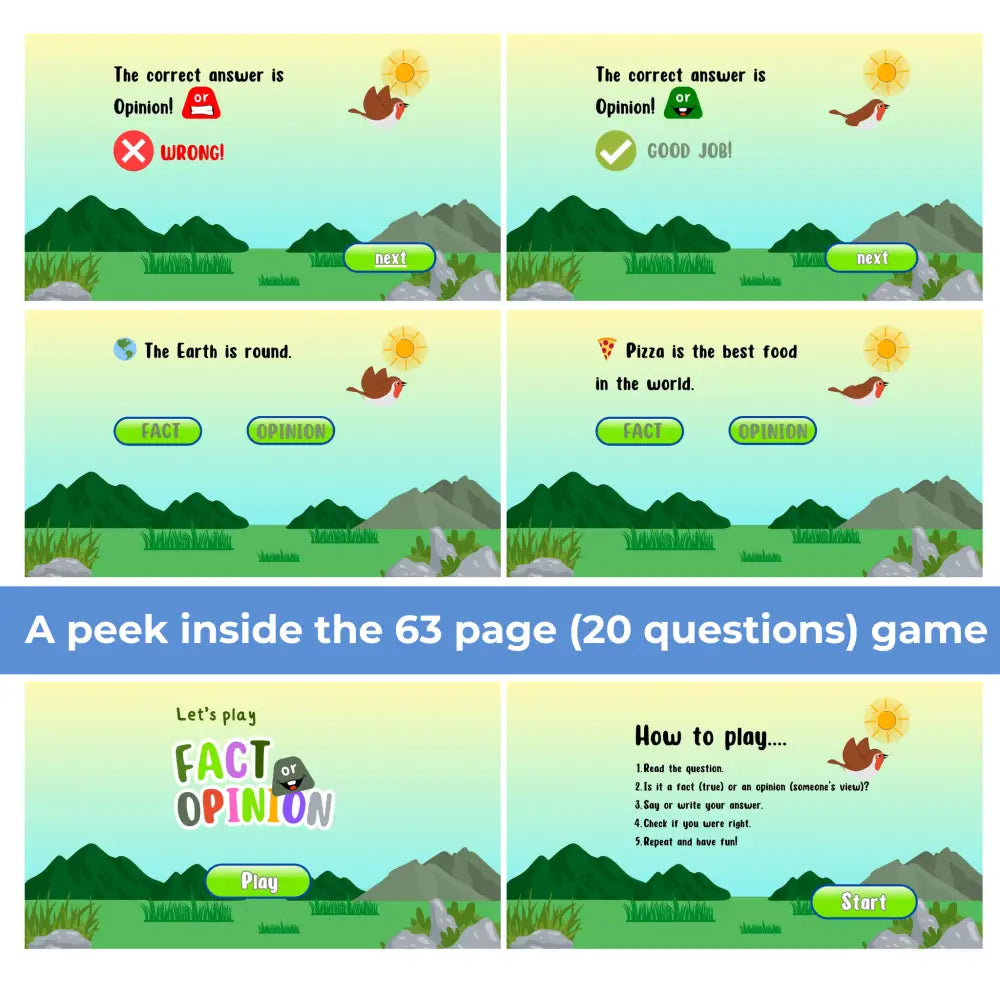 Fact Or Opinion Kid’s Game- Plr Rights Printable Journals