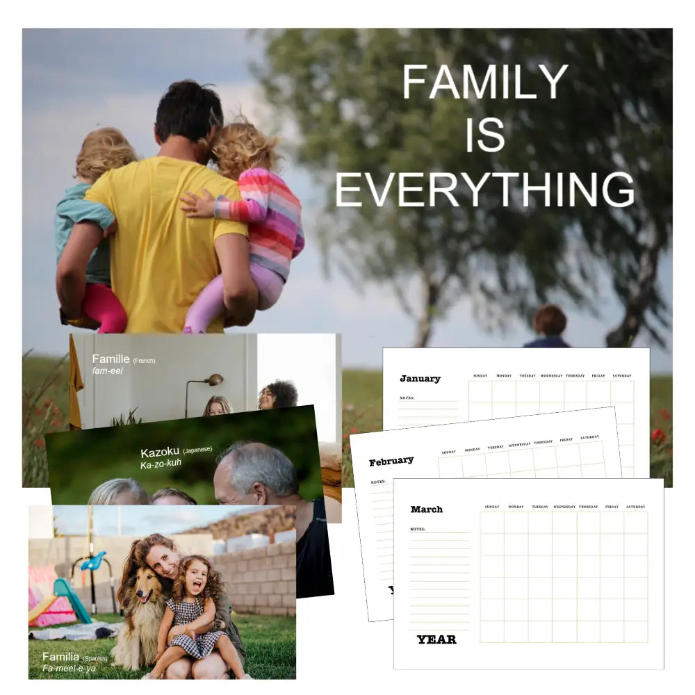 Family is Everything Printable Calendar PLR