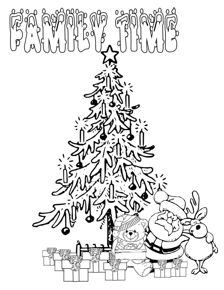 ’Family Time’ Christmas Plr Coloring Page Pages