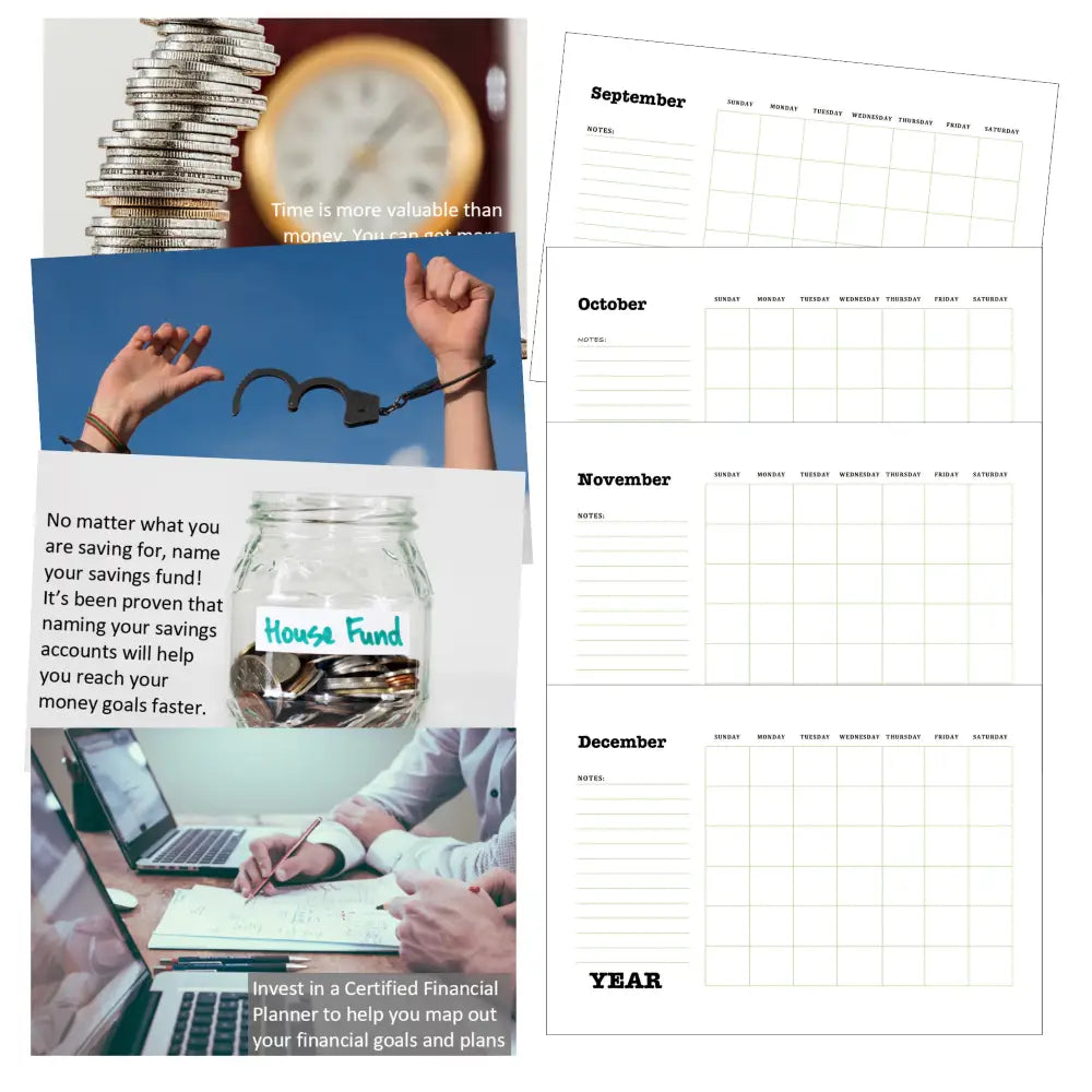 Finance Goals Calendar Plr Printable Calendars