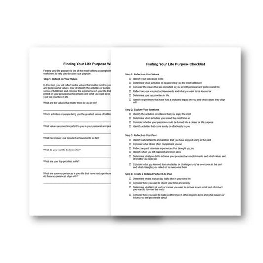 Finding Your Life Purpose Checklist and Worksheet PLR