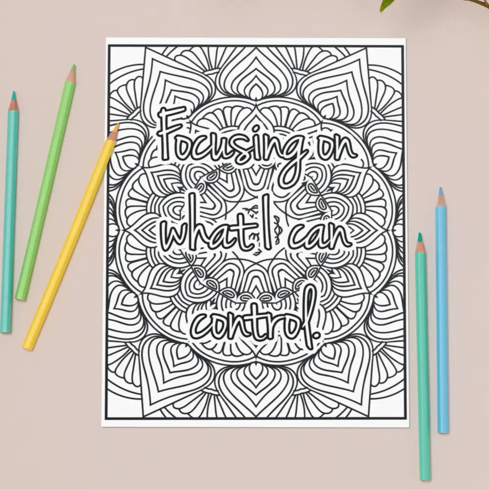 Focusing On What I Can Control Self-Improvement Plr Coloring Page - Inspirational Content With