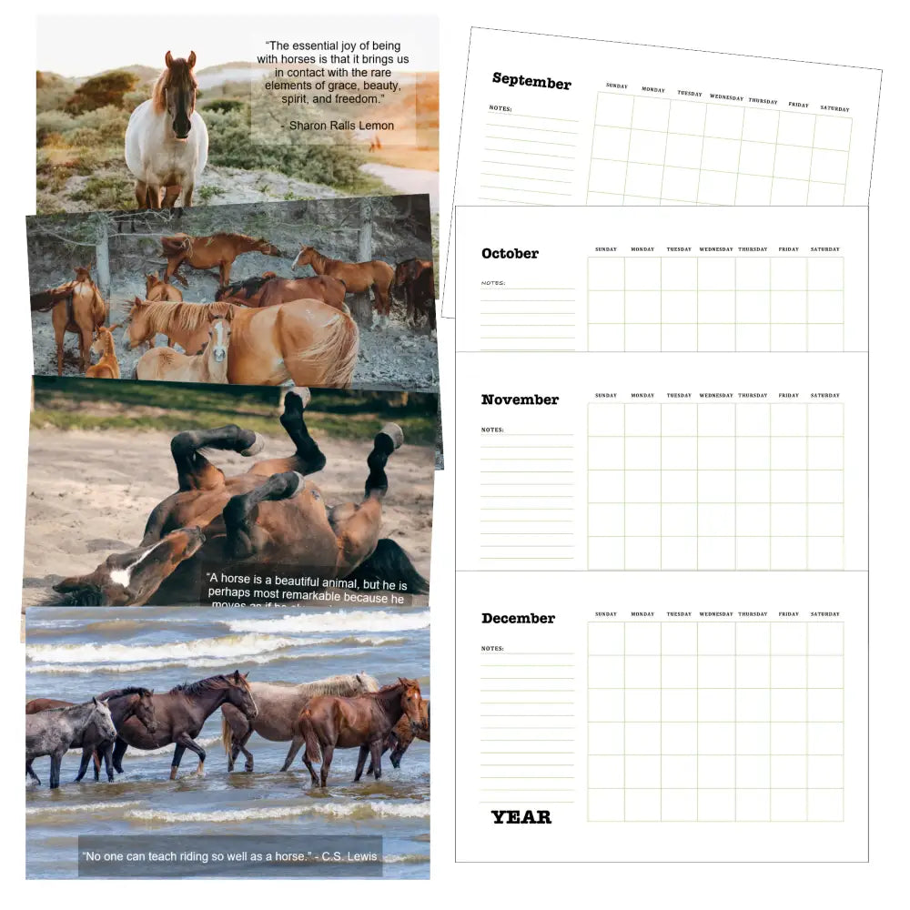 For the Love of Horses Printable Calendar PLR