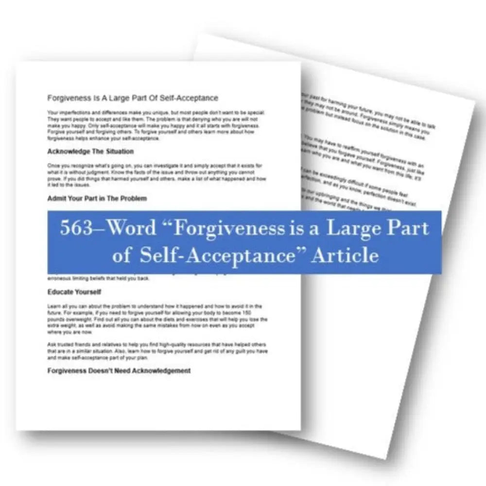 forgiveness is a large part of self-acceptance plr article