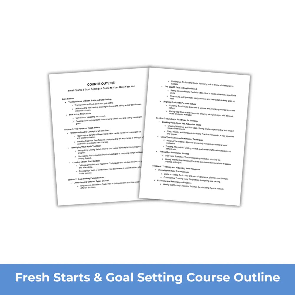 Fresh Starts & Goal Setting - A Better Me PLR Course PLR Reports