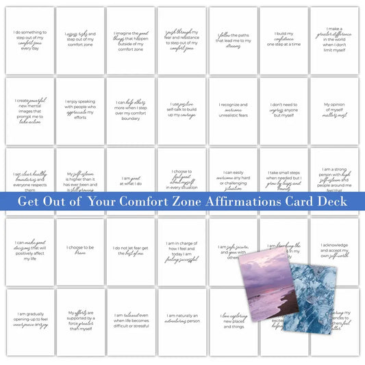 36-Get Out of Your Comfort Zone Affirmations - PLR Card Deck