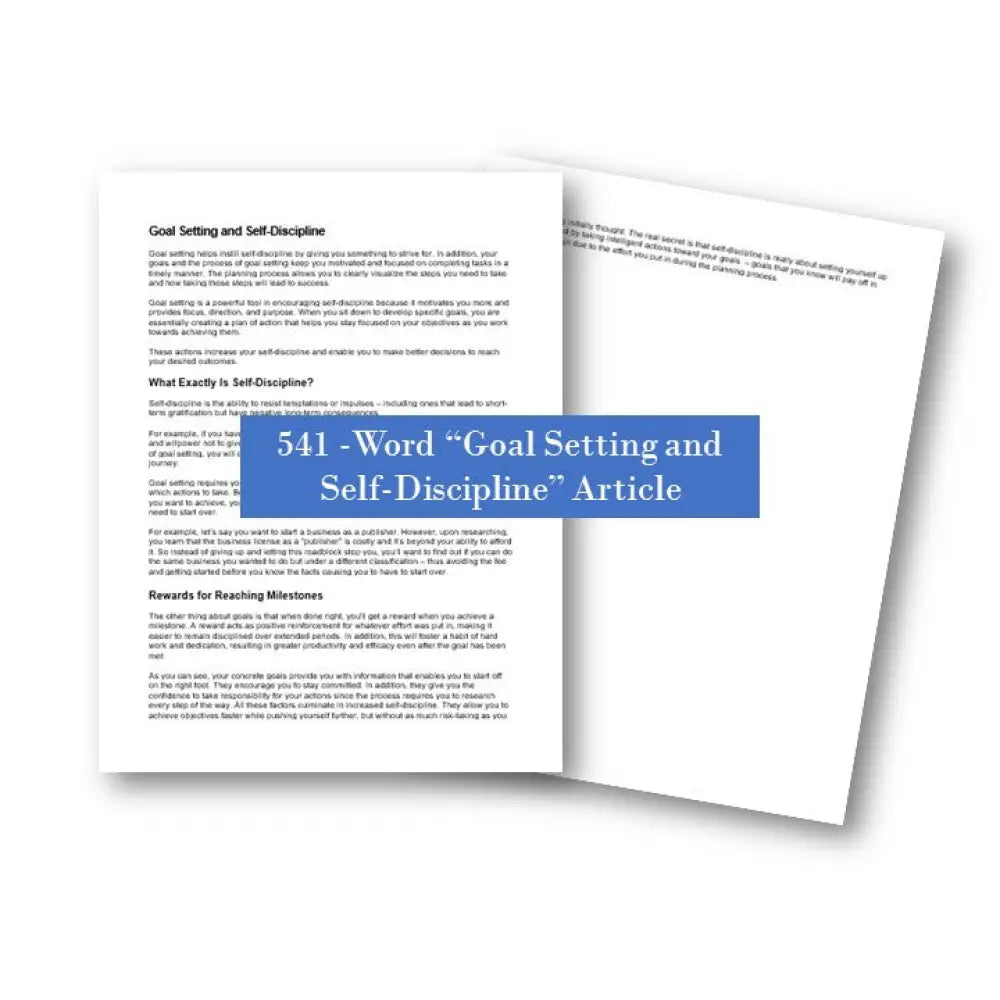 Goal Setting and Self Discipline PLR Article