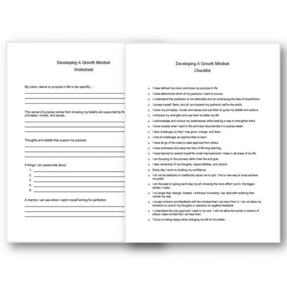 Growth Mindset Checklist And Worksheet Printable Worksheets Checklists Plr
