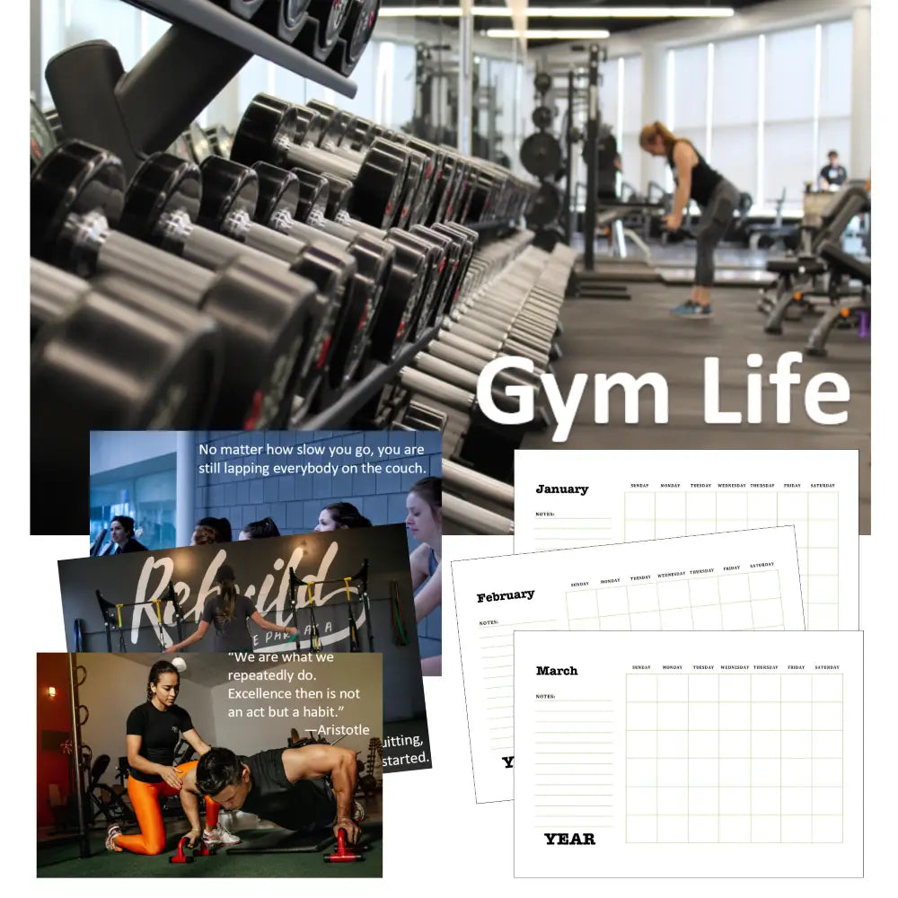 work out gym life plr calendar