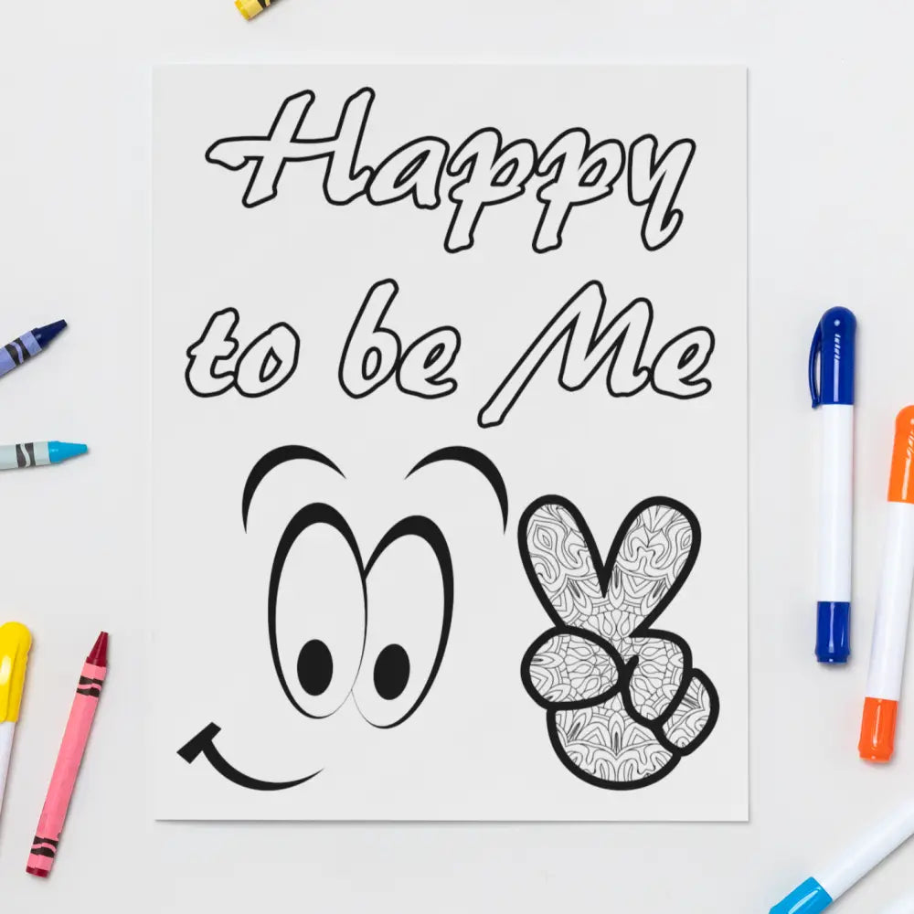 happy to be me self care plr coloring page