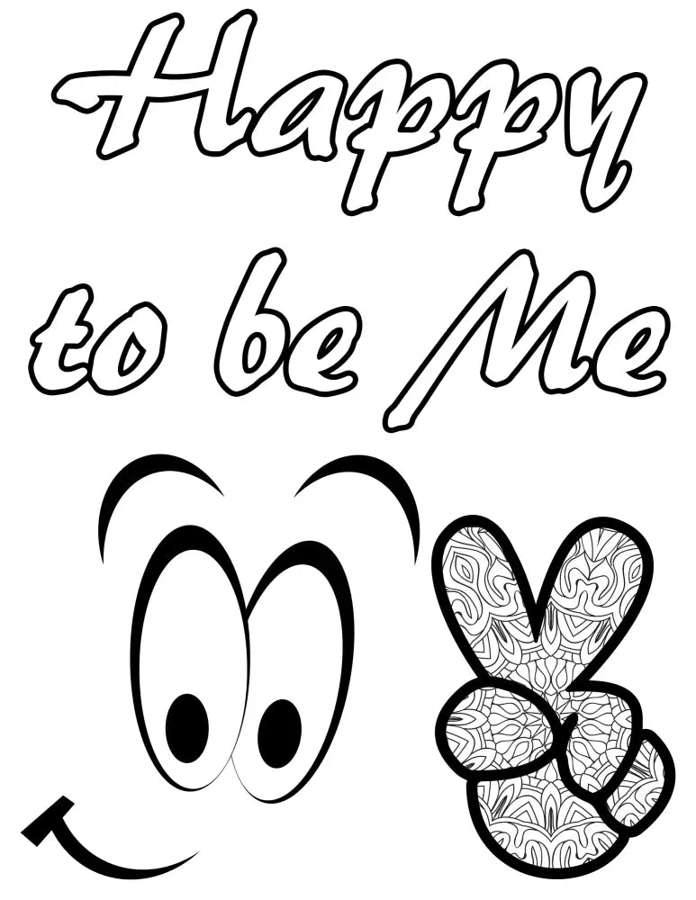 happy to be me self care plr coloring page