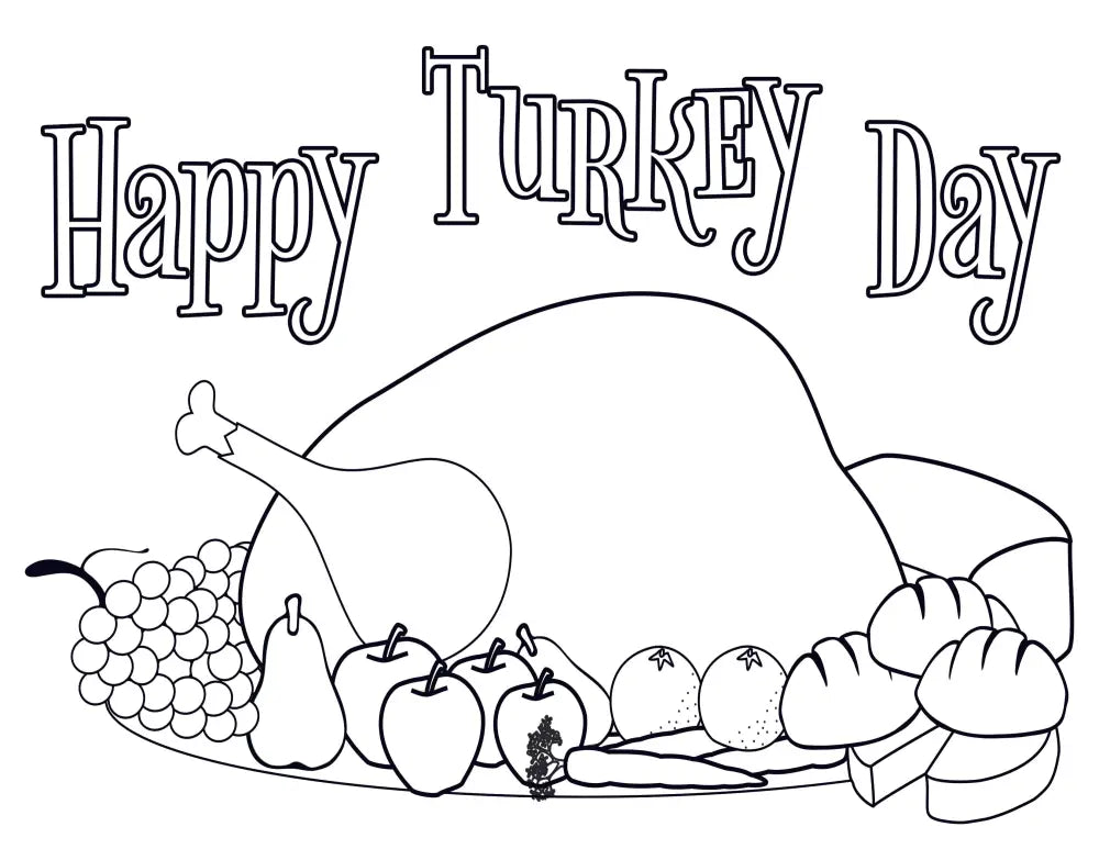 ’Happy Turkey Day’ Plr Coloring Page Pages