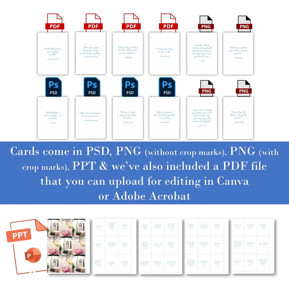 Healthy Goals Quotes - Self-Care Plr Card Deck Business Templates