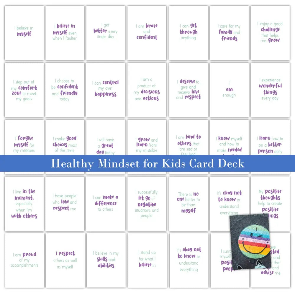 36-Healthy Mindset for Kids - Affirmations Plr Card Deck Templates