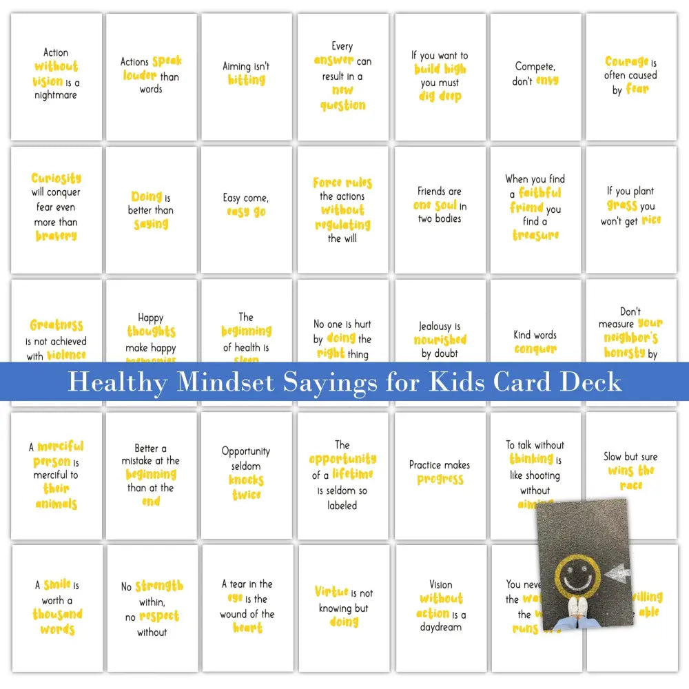 36-Healthy Mindset Sayings for Kids - Plr Card Deck Templates