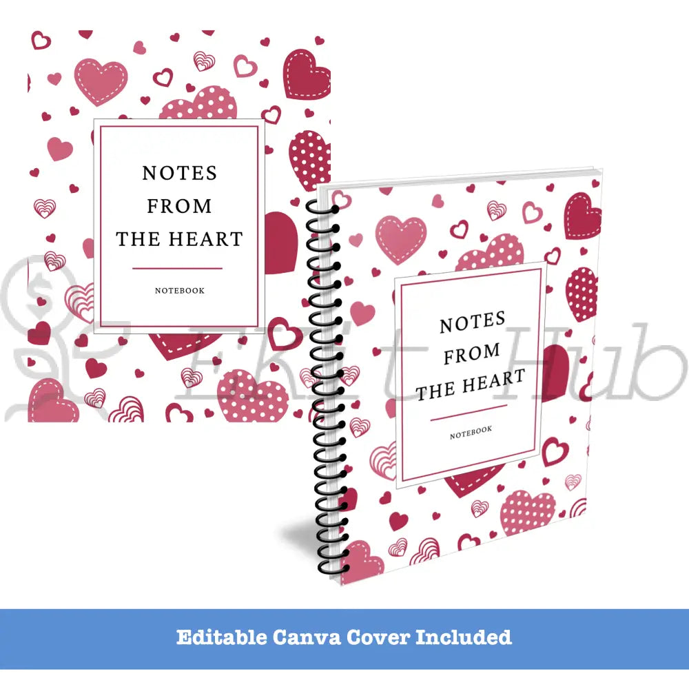 Heart Notebook - Canva Printable Plr ’Notes From The Heart’ Templates