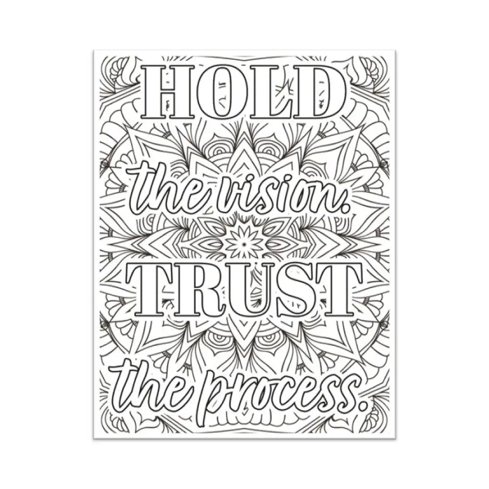 Hold The Vision Trust Process Personal Development Plr Coloring Page - Inspirational Content With
