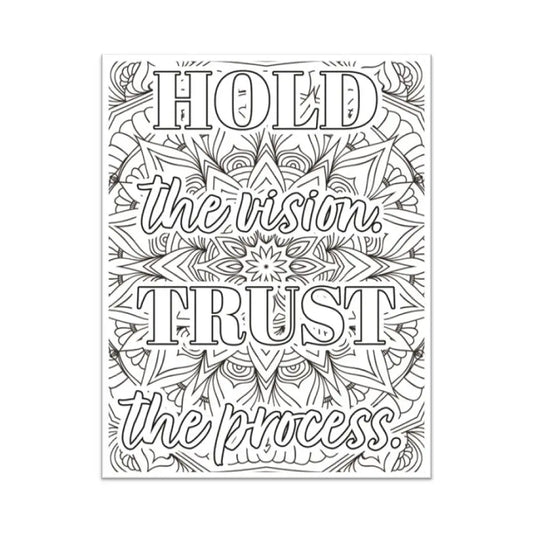 Hold The Vision Trust Process Personal Development Plr Coloring Page - Inspirational Content With