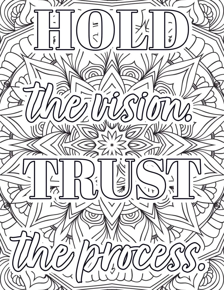 Hold The Vision Trust Process Personal Development Plr Coloring Page - Inspirational Content With