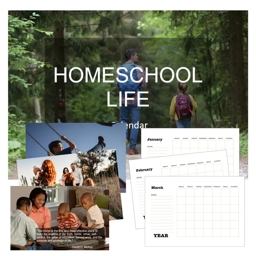 homeschool life printable calendar plr