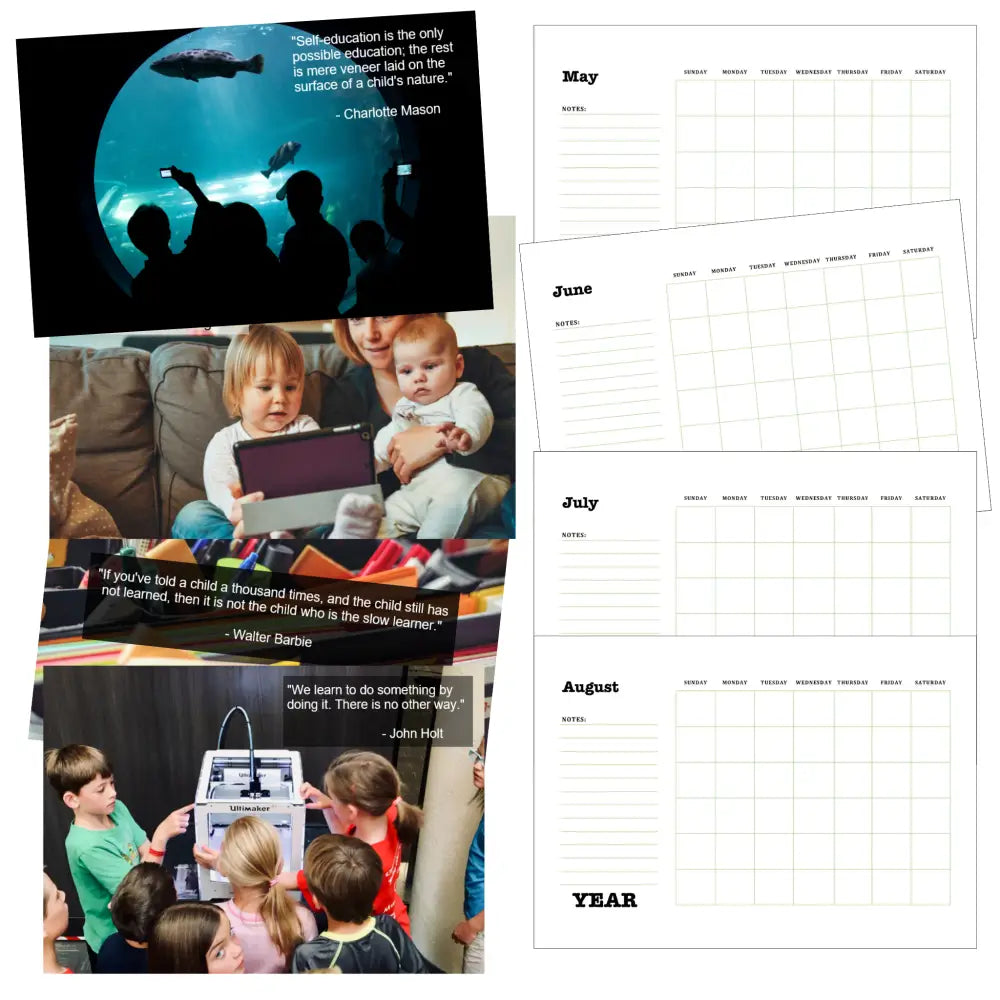 homeschool life printable calendar plr