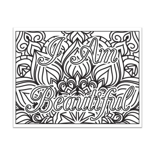 I Am Beautiful Self-Love Plr Coloring Page - Inspirational Content With Private Label Rights Pages