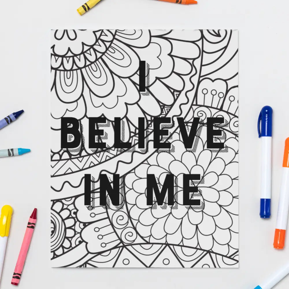 I believe in me goal setting coloring page plr