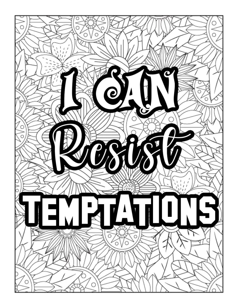 I Can Resist Temptations Self Discipline PLR Coloring Page