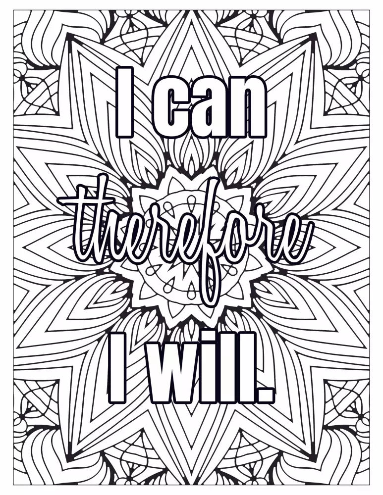 I Can Therefore Will Personal Development Plr Coloring Page - Inspirational Content With Private