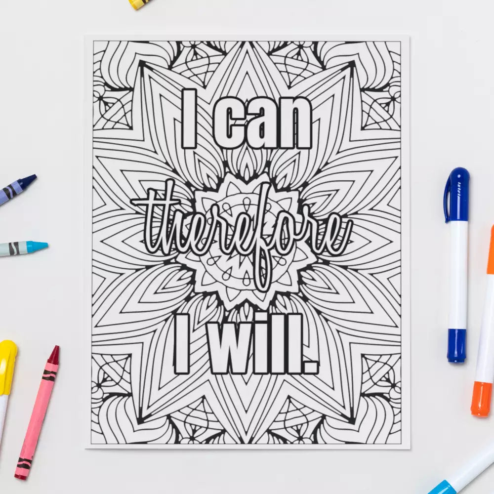 I Can Therefore Will Personal Development Plr Coloring Page - Inspirational Content With Private