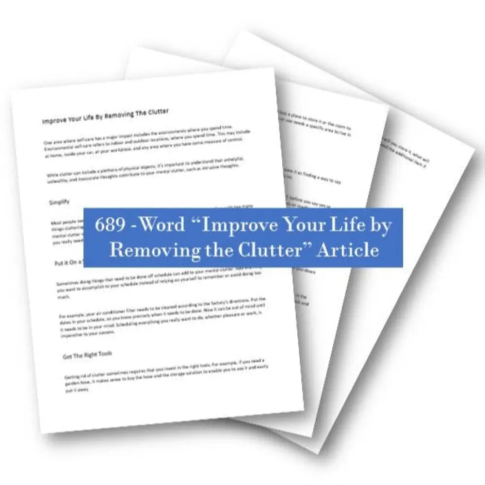 improve your life by removing the clutter plr article