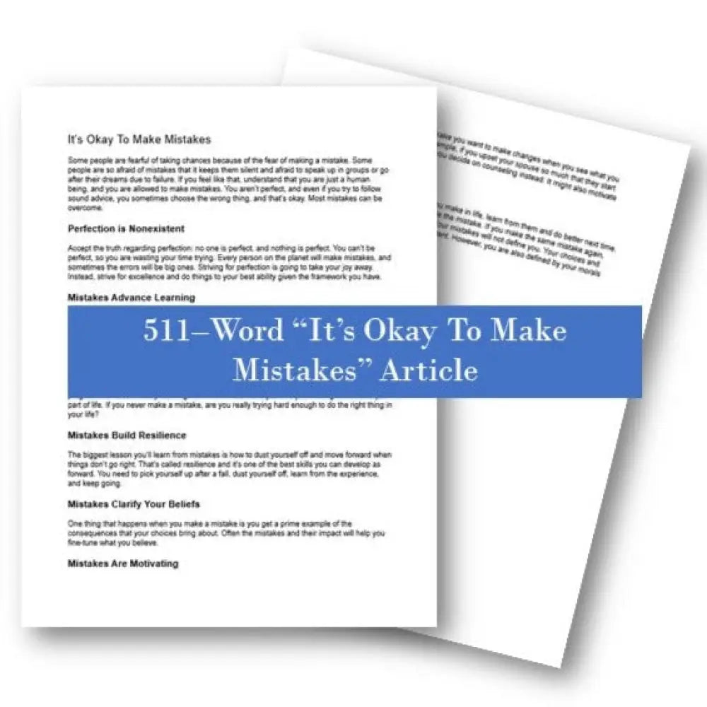 it's ok to make mistakes plr article
