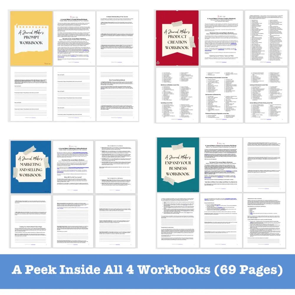 Journal Maker’s Workbook Bundle - Customizable With Plr Rights Business Templates