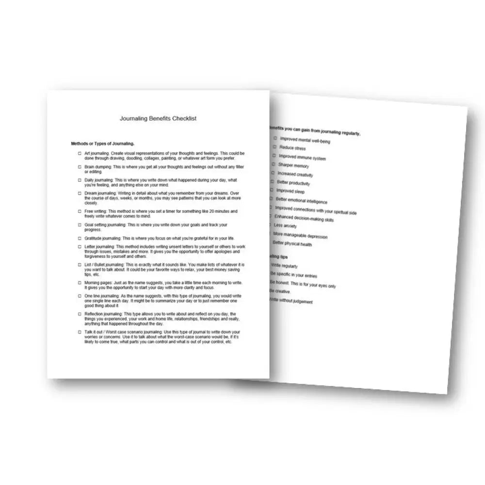 Journaling Benefits Plr Checklist & Worksheet Printable Worksheets And Checklists
