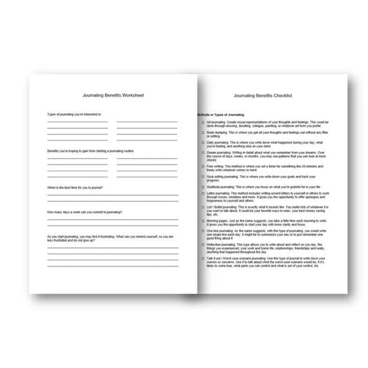 Journaling Benefits Plr Checklist & Worksheet Printable Worksheets And Checklists