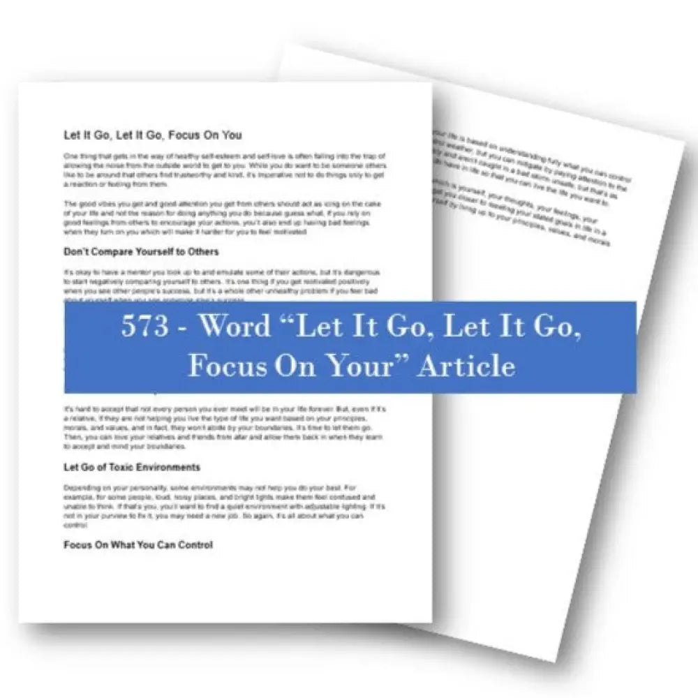 let it go, let it go, focus on you plr article