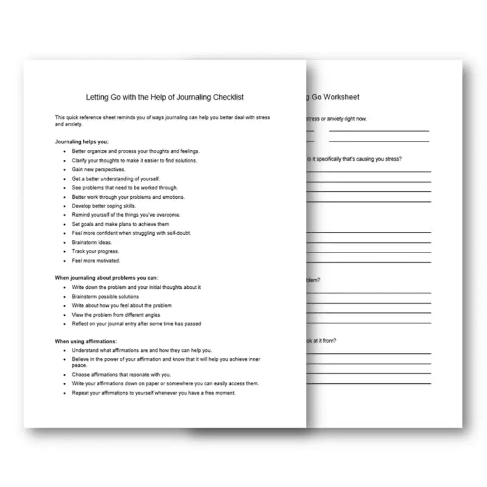 Letting Go with the Help of Journaling PLR Checklist & Worksheet