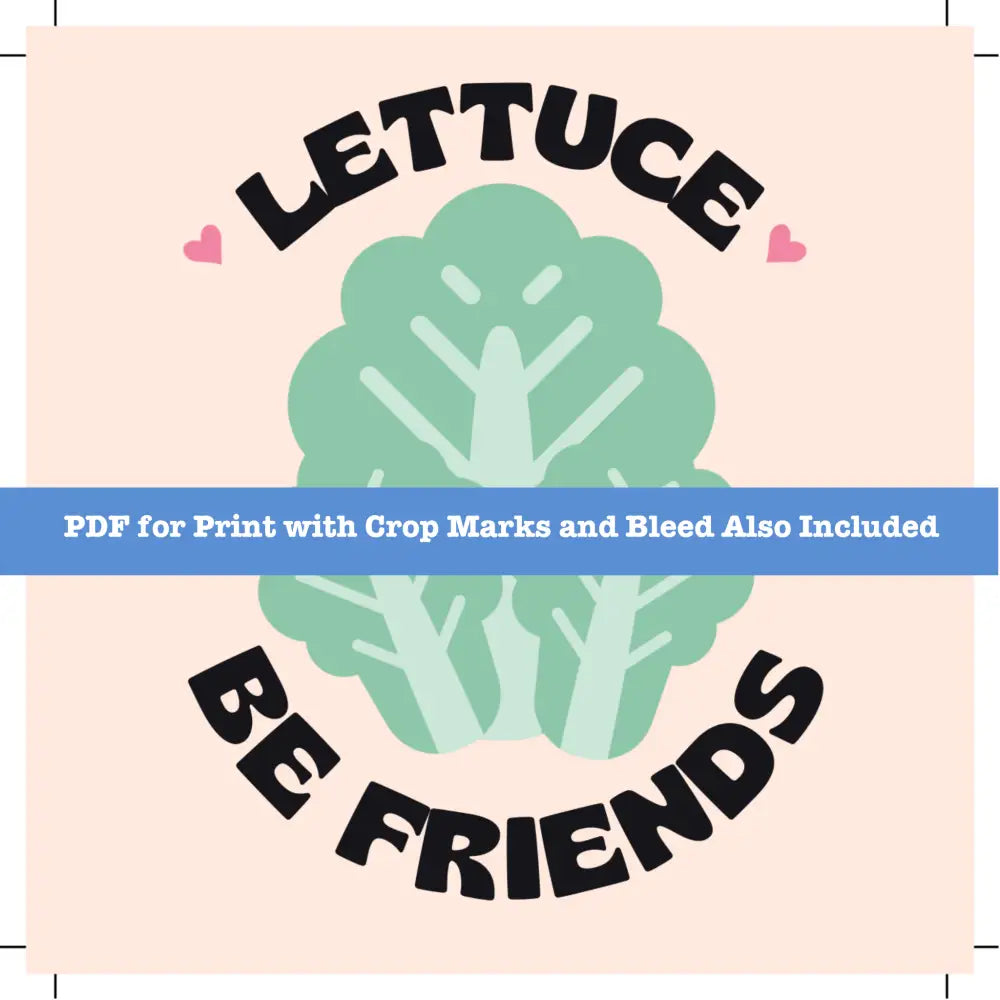 Lettuce Be Friends Printable Sticker Plr - Fun With Puns Canva Template Stickers