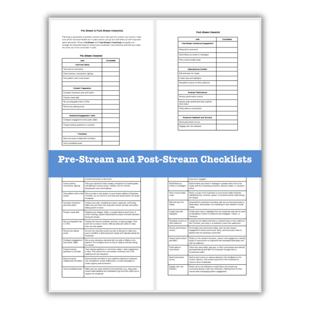 Webcast Checklist Livestreaming for Business Guide + Templates