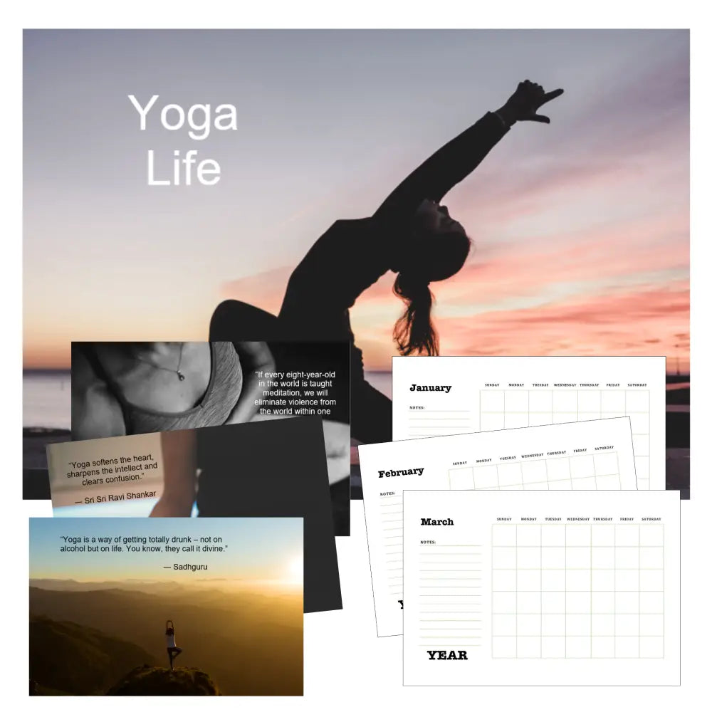 living the yoga life printable calendar plr