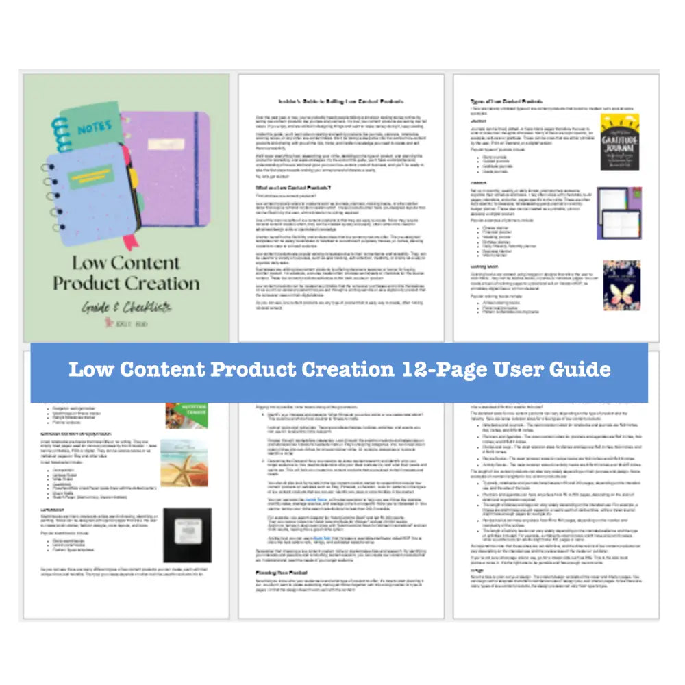 Creating Product Guide Low Content Product Creation Guide + Checklists Pack