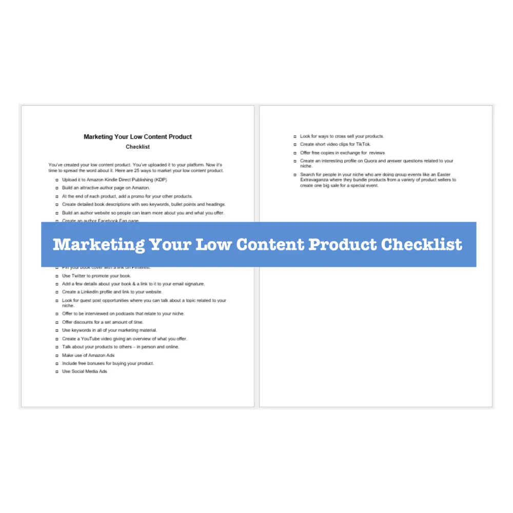 Low Content Product Creation Guide + Checklists Pack Business Templates