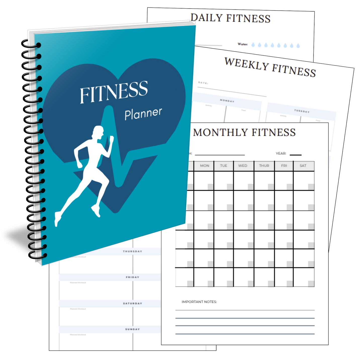 Premium Fitness Planner - PLR with Canva Template