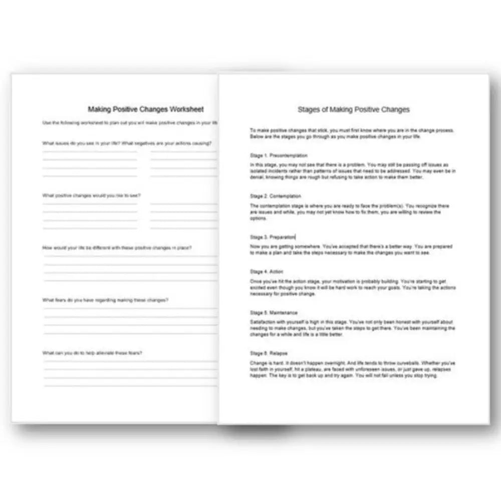 Making Positive Changes in Your Life Checklist and Worksheet