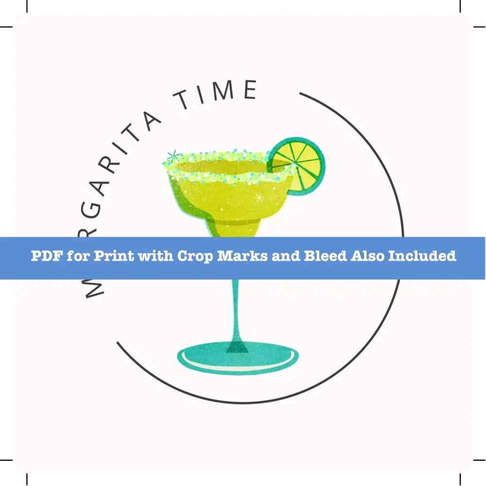 Margarita Time Printable Sticker With Private Label Commercial Use Rights Plr Stickers