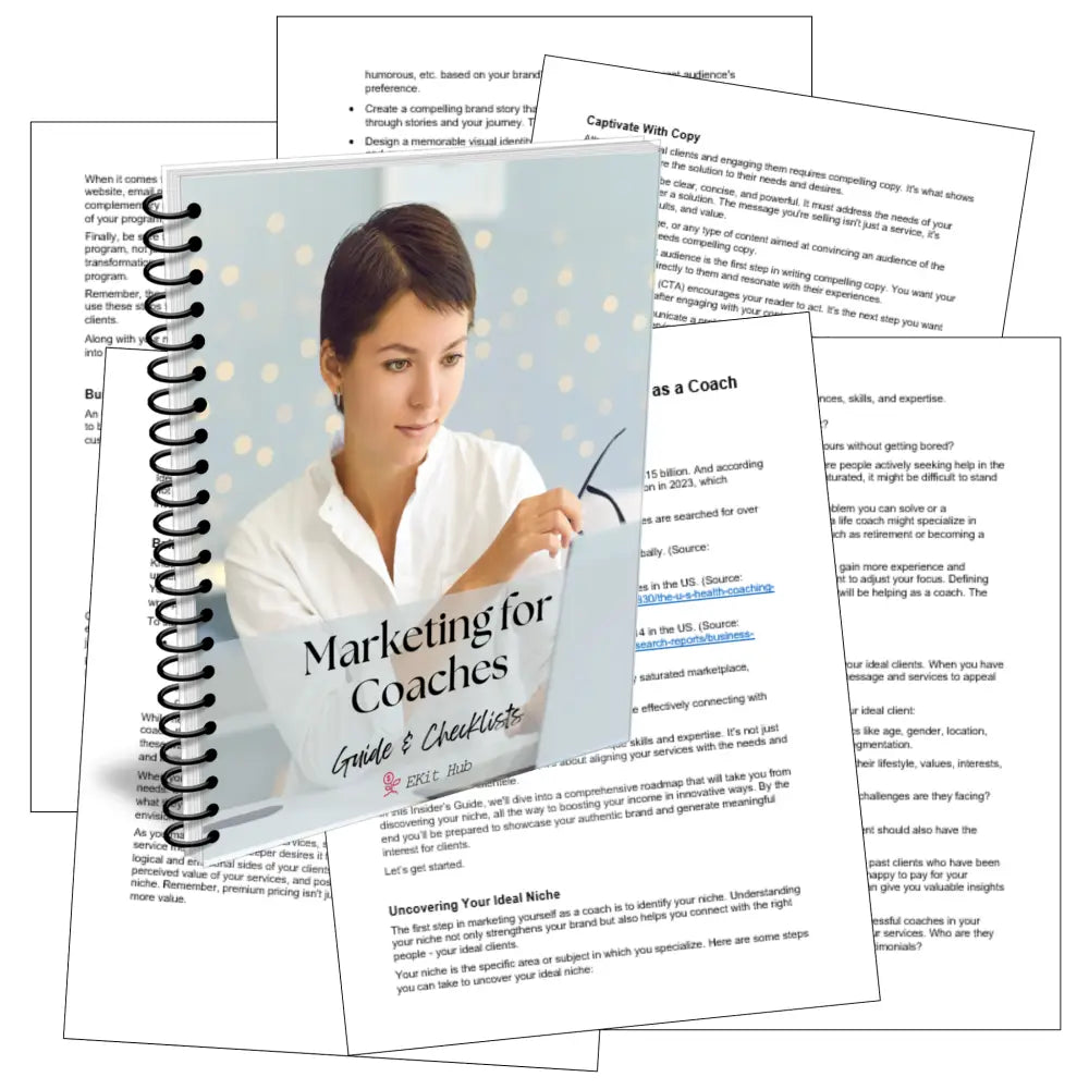 Marketing For Coaches Guide With Worksheets And Checklists Business Templates