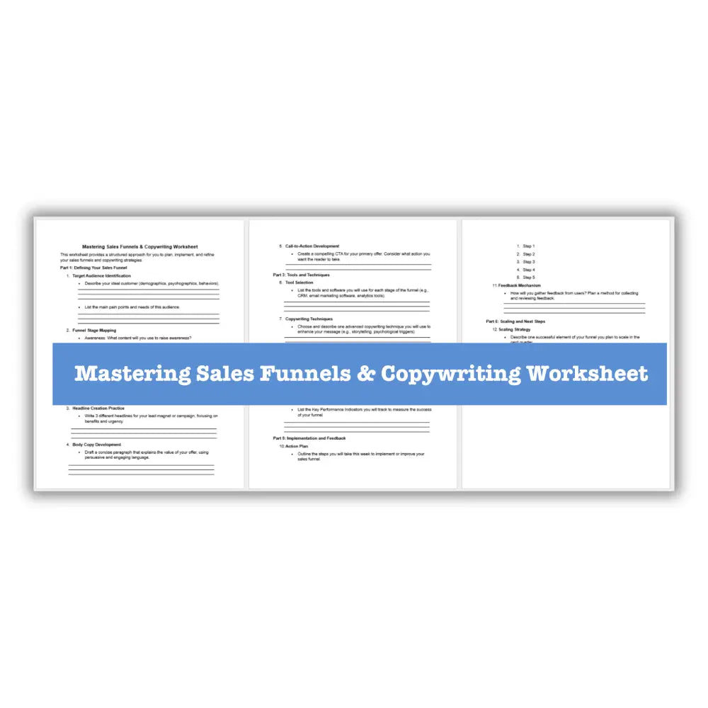 Mastering Sales Funnels & Copywriting Guide + Templates Business