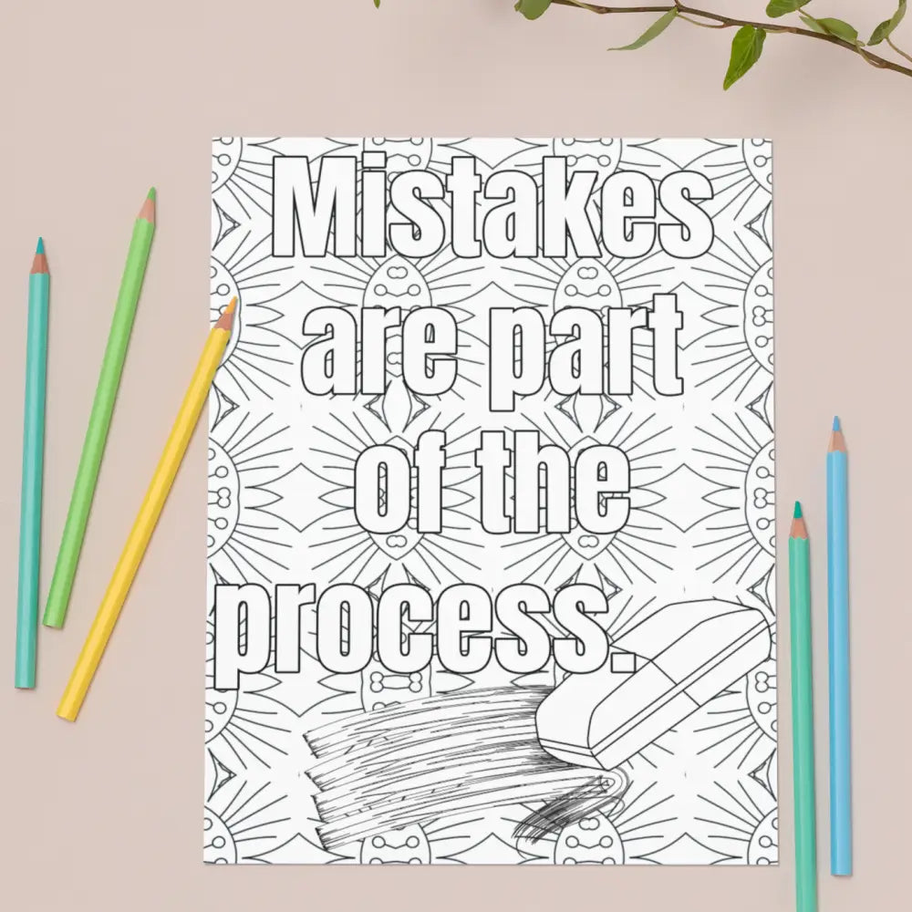 Mistakes Are Part Of The Process Plr Coloring Page - Inspirational Content With Private Label Rights