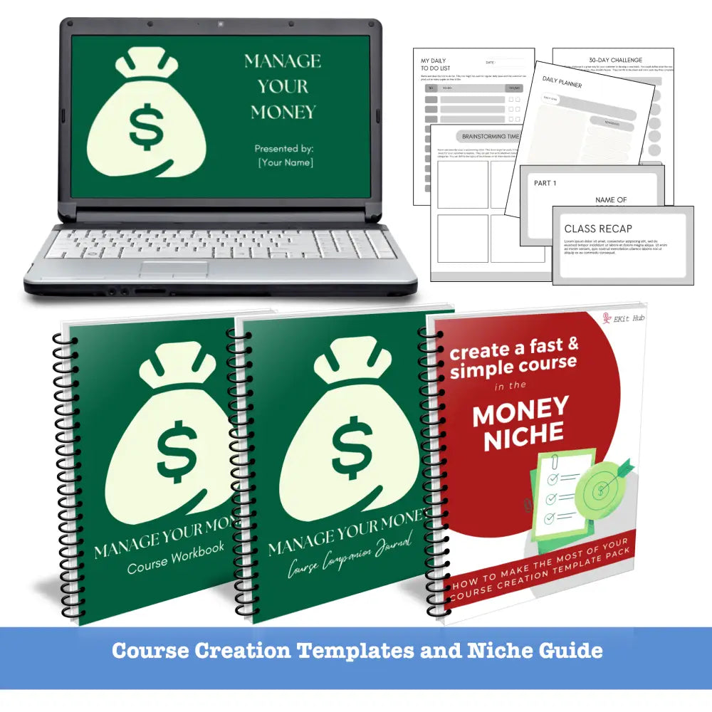 Money Management Niche Course Template Pack + Create a Course Quick Gu
