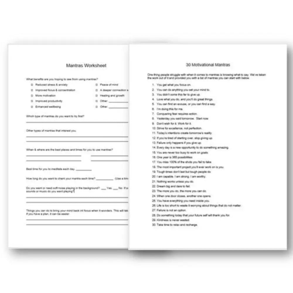Motivational Mantras Checklist And Worksheet Printable Worksheets Checklists Plr